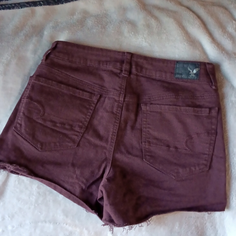 American Eagle Outfitters Women’s Maroon Denim Jean Shorts - Picture 4 of 7